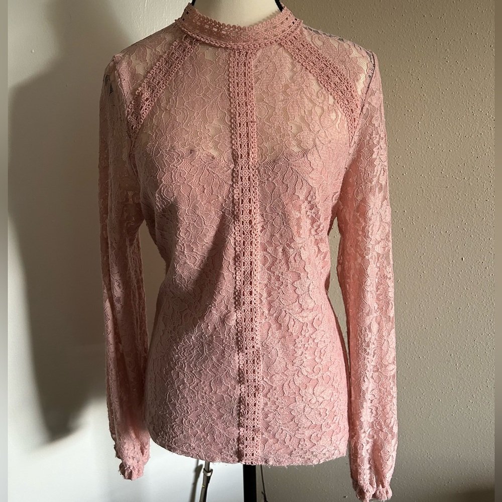 Cable & Gauge Blush Lace Blouse